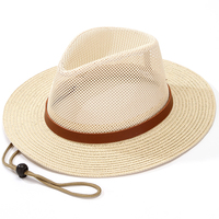 草帽男款夏季户外透气男帽凉帽男式平顶遮阳帽，大帽檐太阳帽