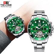 TEVISE瑞士手表男士手表绿水鬼日历机械表高端简约跨境防水款腕表