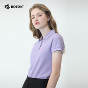 波顿女士翻领短袖polo衫2024夏天季美式(季美式)休闲大码英伦高端t恤