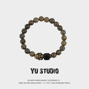 yustudio原创设计绿檀木手串，小众新中式民族风佛系情侣复古手链
