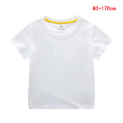 夏季儿童纯白色短袖t恤纯棉男童女童，宝宝纯色黑色红色短袖80-170