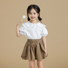 女童套装小女孩纯棉儿童夏装蕾丝娃娃领短袖白花边裙裤两件套