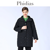phidias黑色棉服女冬季2023年大码女装，宽松休闲绣花棉衣外套