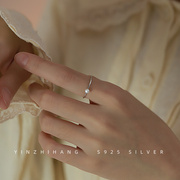 925银尾戒女小指仿珍珠戒指设计感小众时尚个性高级感冷淡风ins潮