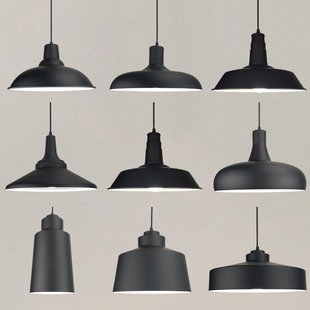 复古工业风餐厅时尚个性商铺灯具单个烧烤店黑色专用创意锅盖吊灯
