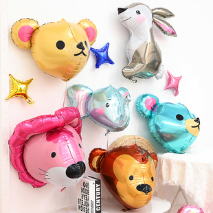 卡通动物3d立体造型铝箔膜气球儿童宝宝生日派对装饰场景布置用品