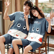 夏季韩版情侣睡衣短袖男女士纯棉可爱卡通，薄款全棉家居服两件套装