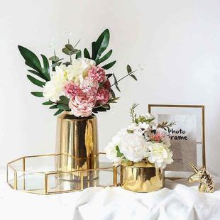 高档北欧轻奢陶瓷镀金镀银，花瓶摆件客厅，插花创意餐桌干花花瓶花器