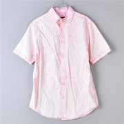 外贸水洗全棉短袖衬衫，男1111l76727扎染，粉色潮流都市休闲衬衣