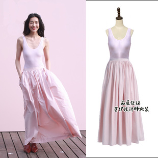 刘雯同款粉色背心长裙女神高级感两件套连衣裙，2024夏裙子(夏裙子)