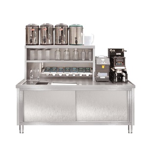 奶茶店设备全套不锈钢操作台，冷饮店商用冷藏冰柜奶茶机水吧工作台