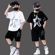 韩版童装6夏天短袖t恤男童套装5纯棉个性9小男孩洋气时髦潮衣13岁