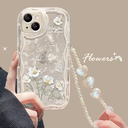 适用苹果15手机壳新女款iphone14promax13奶油纹11透明线条碎花链条12pro全包防摔xsxr软硅胶87p保护套5g