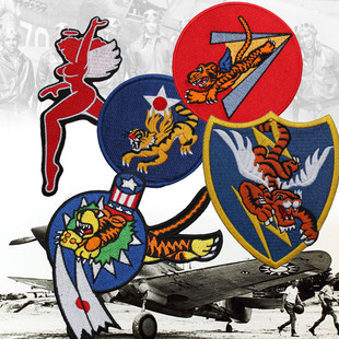 wwii二战陆航飞虎队臂章avg胸徽cbi刺绣章，美国章军迷a2飞行夹克章