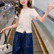 初中学生12岁女童2024洋气夏装女生韩版洋气短袖t恤上衣半袖