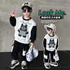 男童熊猫卫衣套装春秋装儿童帅气卡通卫衣两件套男孩衣服