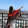 波西米亚复古风红色围巾，女旅游度假风，沙滩巾海边防晒披肩丝巾百搭