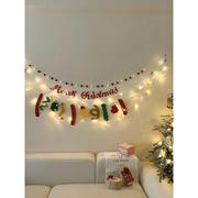 圣诞布置LED满天星灯串拉旗圣诞节装饰用品布圣诞树装扮拉花吊饰