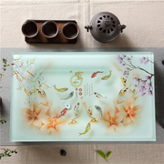 家用客厅现代简约功夫茶具长方形，钢化玻璃大茶盘，套装陶瓷琉璃茶台