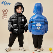 迪士尼儿童外套装短款连帽米奇男宝宝羽绒服外套