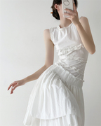 彼得堡在逃公主裙重工，少女感蛋糕裙气质，小众白色仙女连衣裙