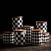 厨房陶瓷密封罐北欧创意杂粮咖啡瓶茶叶收纳调味料盒带盖储物罐