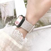 适用iwatchs98765se手表，表带字母硅胶运动蝴蝶扣表帯