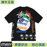 海外stussy斯图西23ss8号球黑8涂鸦印花短袖，潮牌男女情侣t恤