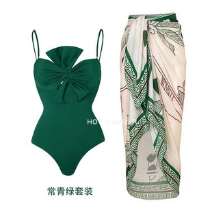 温泉泳衣女民族风高级感度假套装连体性感遮肉泳装显瘦比基尼罩裙