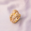 太府珠宝18k金大链条镶钻戒指，简约k黄指环(黄指环，)百搭女款戒指送女友礼物