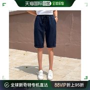 韩国直邮chicfox休闲裤自然的亚麻，5分松紧带裤子