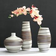 简约复古景德镇陶瓷花瓶三件套 陶瓷工艺品摆件客厅桌面插花花器