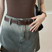 牛仔裤宽边腰带女士皮带，韩国时尚装饰复古简约学生裤带ins风潮