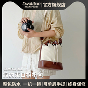 cwatcun香港品牌束口相机包帆布(包帆布)单反，单肩单反可手提斜挎摄影包，适用于佳能富士sony微单包索尼