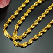外贸铜镀金饰品仿黄金项链复古沙金水波链同款女士锁骨链
