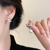 小香双C珍珠银针耳钉女轻奢小众高级感耳环时尚气质2024耳饰