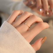 S925纯银戒指简约冷淡风食指戒女ins小众设计轻奢细圈指环可调节