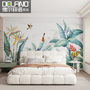 德尔菲诺无缝墙布现代简约墙纸卧室客厅电视背景墙定制花鸟壁画