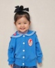 韩国童装ins风婴儿宝宝男女童蓝色兔子海军风翻领针织开衫外套