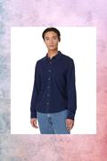 luckybrand衬衫男子，时尚舒适休闲深蓝色，衬衣58502327