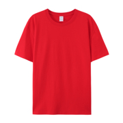 大红色中国红纯棉圆领短袖，t恤男女全棉宽松体恤，大码t团建高考中考
