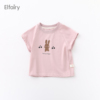 Elfairy女童可爱短袖T恤宝宝夏装圆领上衣2024婴幼儿衣服棉质