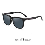 海伦凯勒偏光太阳眼镜开车墨镜方框型男可配带有近视度数的8752黑