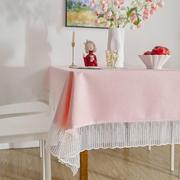 0407m桌布法式粉红日派对，台布防水防油免洗餐文艺甜品台蕾丝