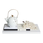 新中式描金茶壶葡萄托盘组合陈设艺术摆件，售楼处茶室客厅软装饰品