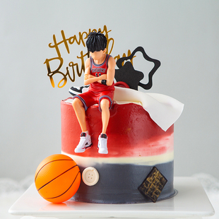 篮球蛋糕装饰卡通公仔摆件球鞋模型男神篮球主题烘焙蛋糕甜品台