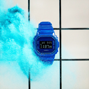 卡西欧冰韧经典复古小方块伏特加，果冻透明运动男女手表dw-5600