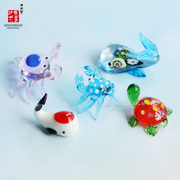 琉璃工艺品纯手工可爱卡通创意玻璃小动物摆件家居装饰品螃蟹乌龟