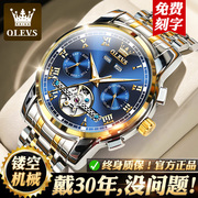 名牌男士手表机械表，全自动瑞士镂空陀飞轮，名表品牌十大