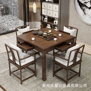 新中式实木八仙桌正方形餐桌椅组合四方茶馆桌棋牌桌家用泡茶桌